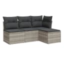 vidaXL Gartenlounge-Set 4-tlg. Hellgrau Poly Rattan mit Kissen Bild 2