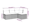 vidaXL Gartenlounge-Set 4-tlg. Hellgrau Poly Rattan mit Kissen Bild 3