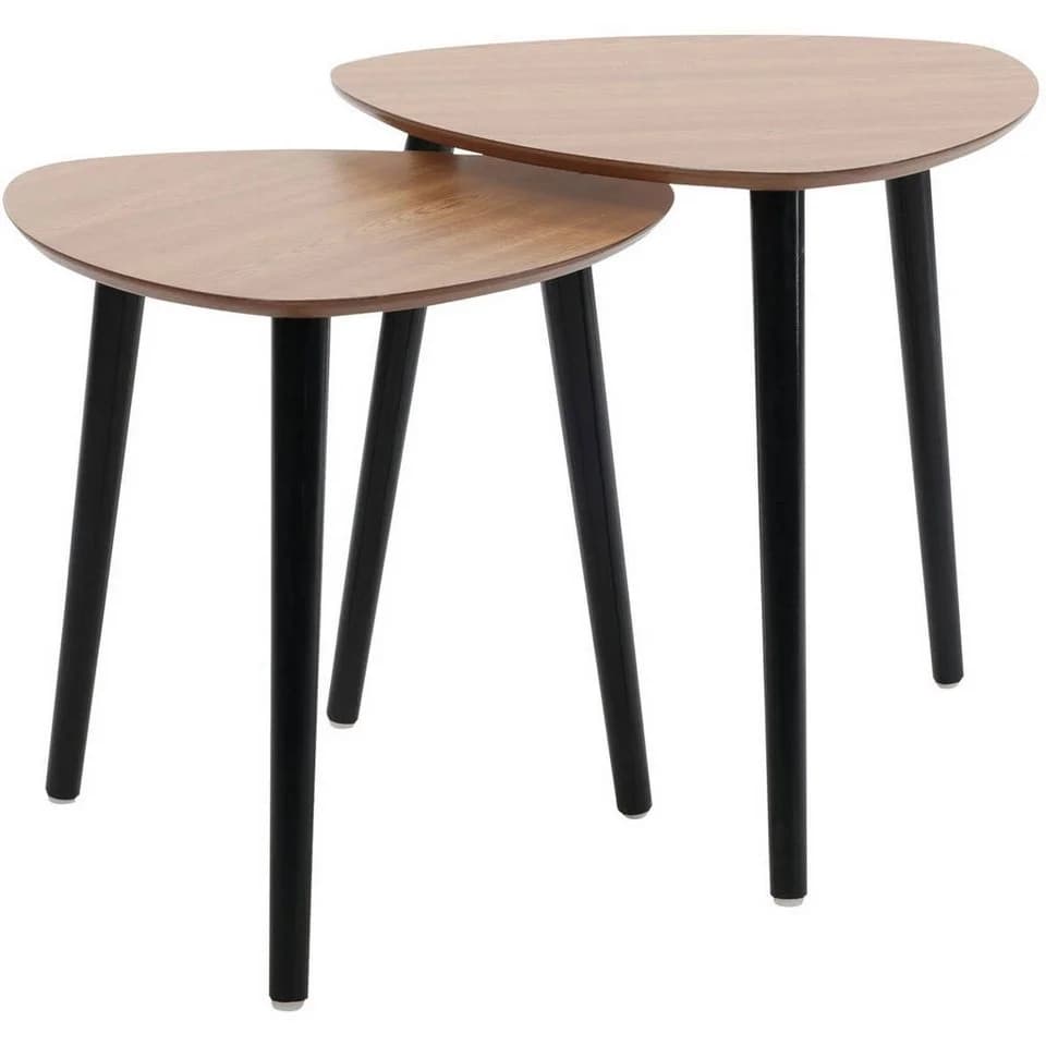 Home & styling collection Beistelltisch 2er-Set Kiefernholz Schwarz - Bild 2