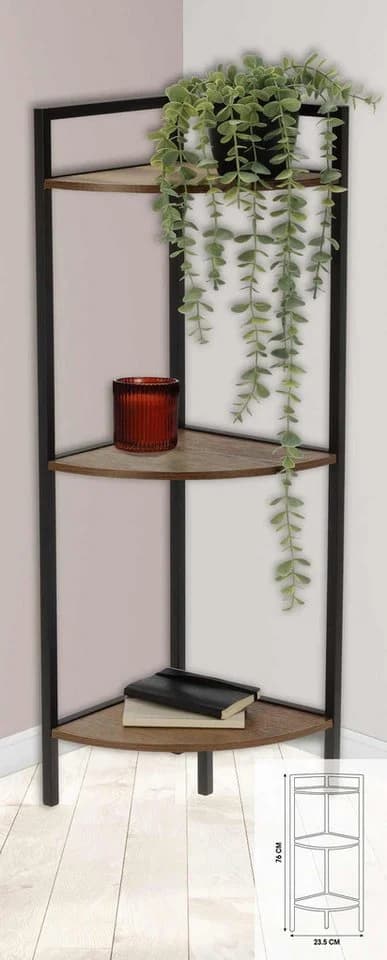 Home & styling collection Eckregal Schwarz Metall MDF 3 Ablagen - Bild 3