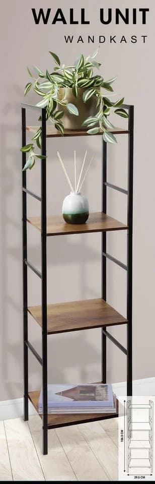 Home & styling collection Bücherregal Schwarz Metall & Holz