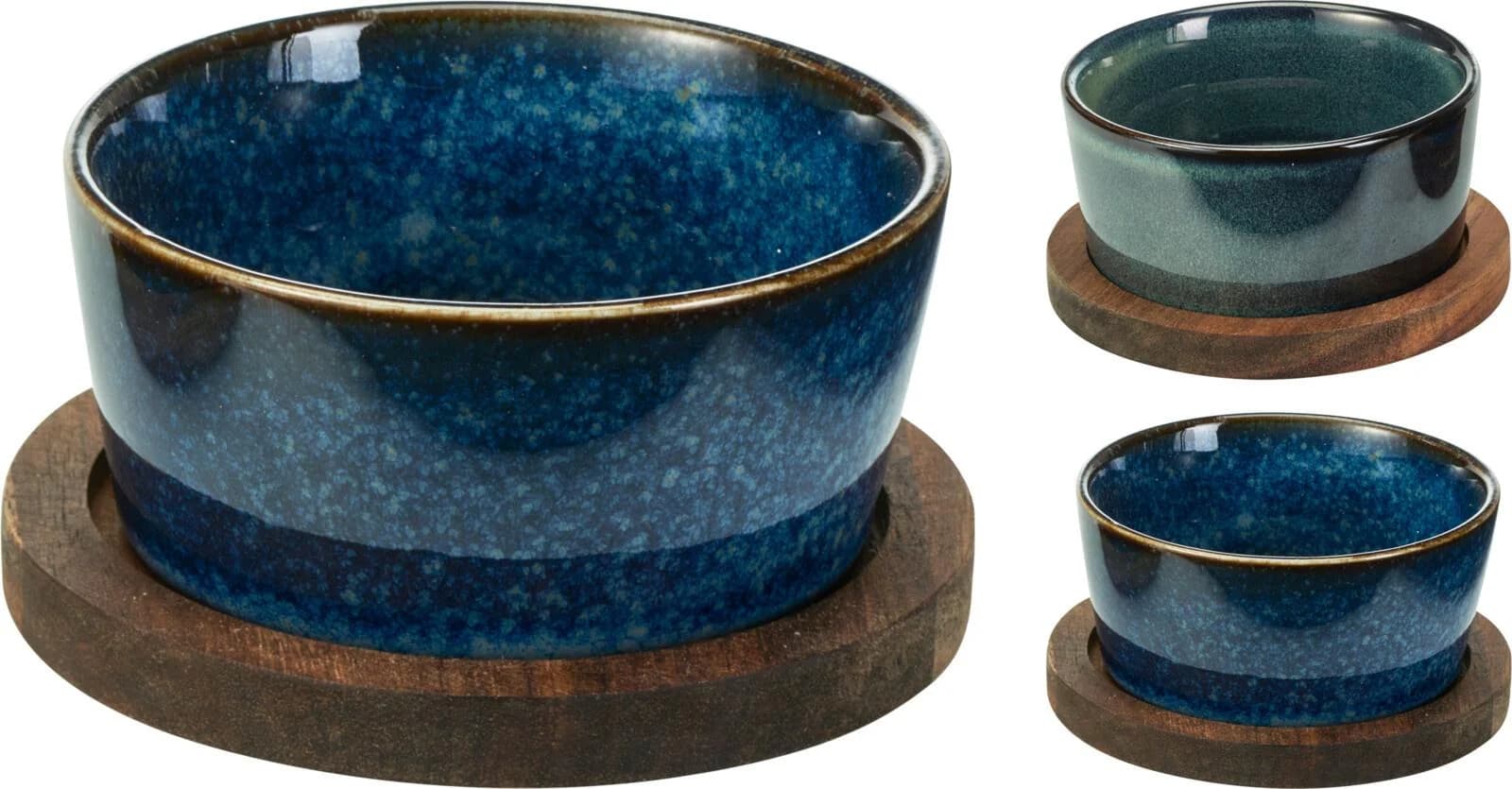 Servierschalen-Set Blau/Grün Steingut 4-tlg.