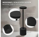 ML-DESIGN Tischleuchte LED Tischlampe kabellos mit Touch Dimmbare Akku USB-C Wiederaufladbar, Nachttischlampe Schwarz 3 Lichtfarben Tragbare Metall Led Lampe Bild 3