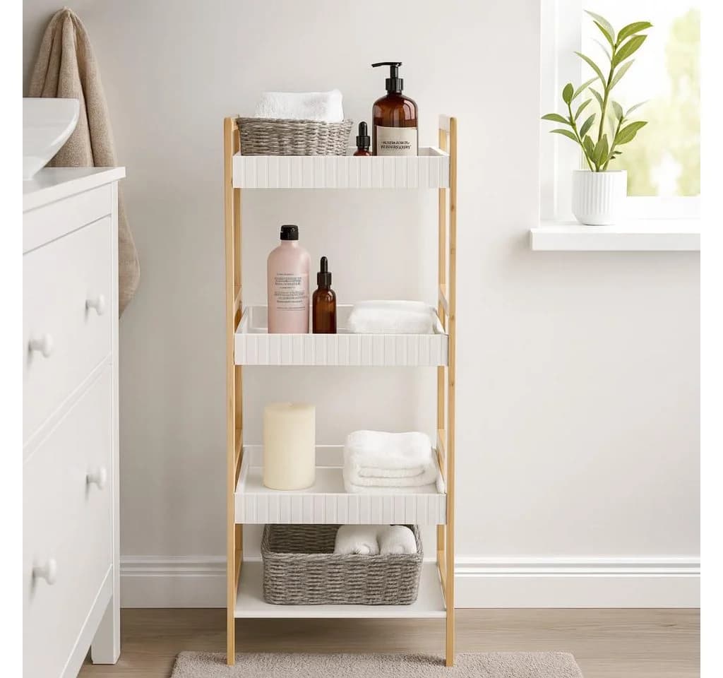 Bathroom Solutions FORMA Bambusregal mit weißen MDF-Regalen - Bild 5