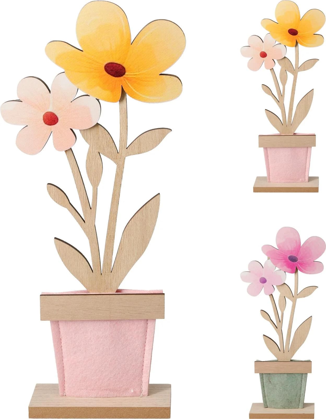 Blumen im Topf Bunt Sperrholz