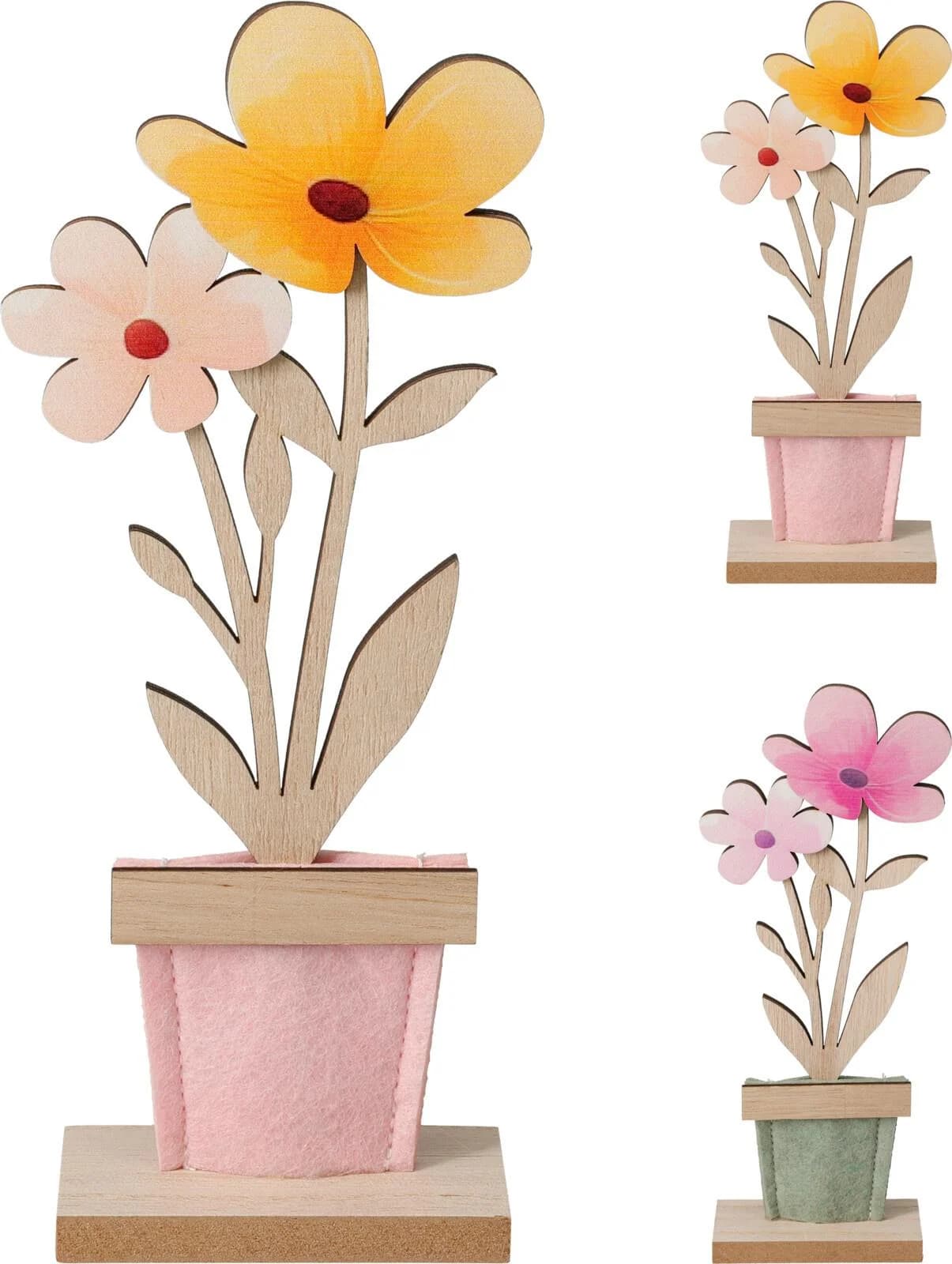 Blumen im Topf Bunt Sperrholz