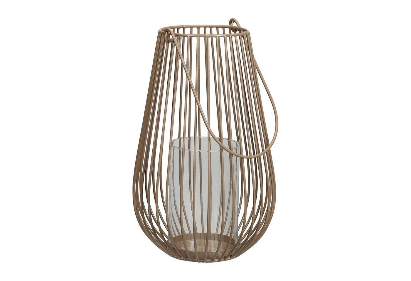 Koopman Windlicht Laterne BUGGY Beige Eisen mit Glaseinsatz