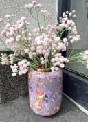 Koopman Tischvase Metall Lila Blumenprint 30cm Bild 4