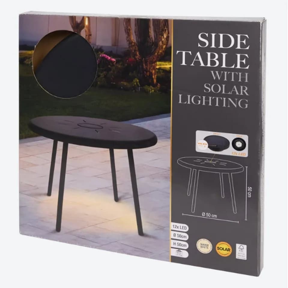 Spectrum Beistelltisch Outdoor mit Solarbeleuchtung Braun