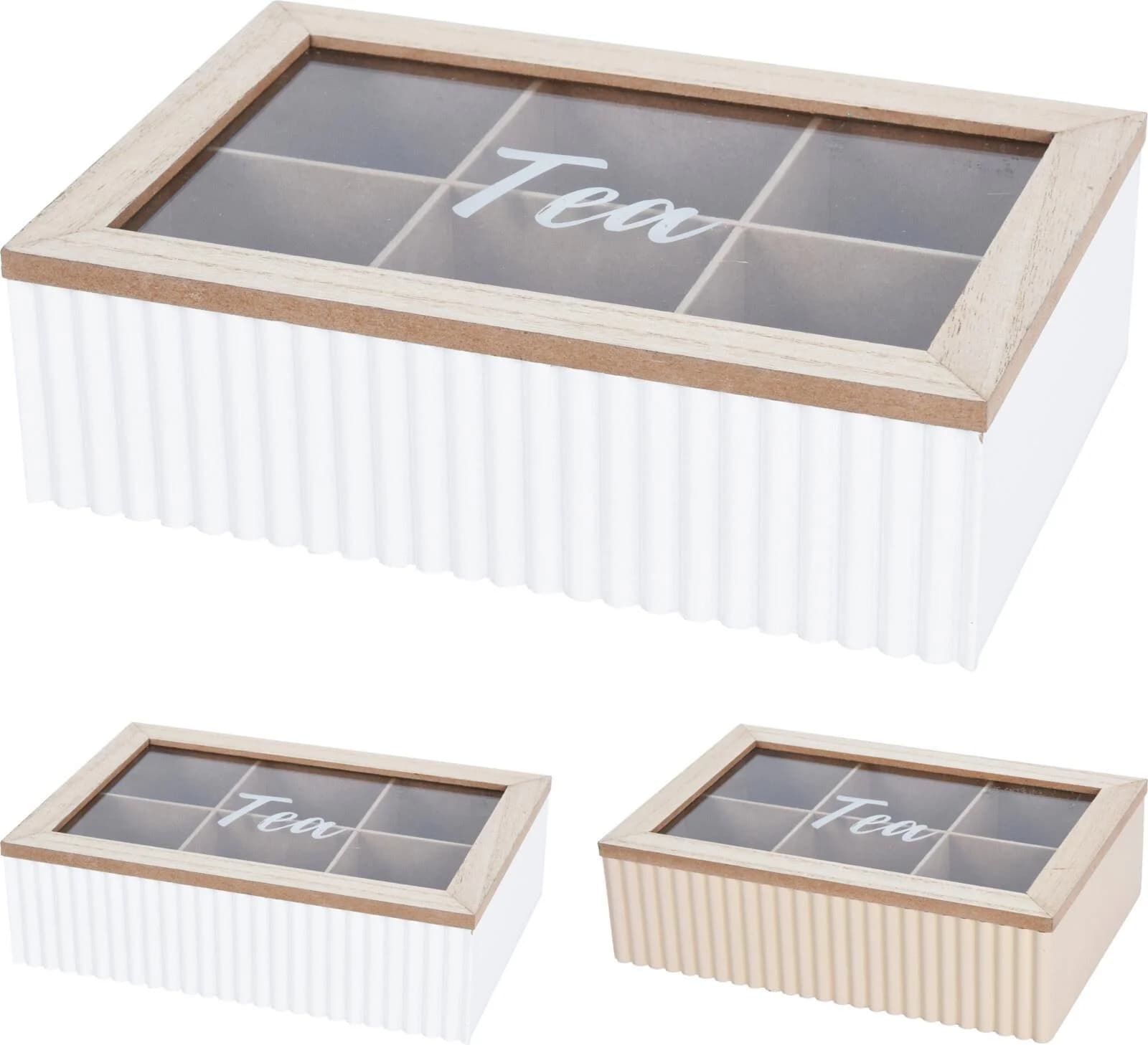 Teedose MDF weiß/natur