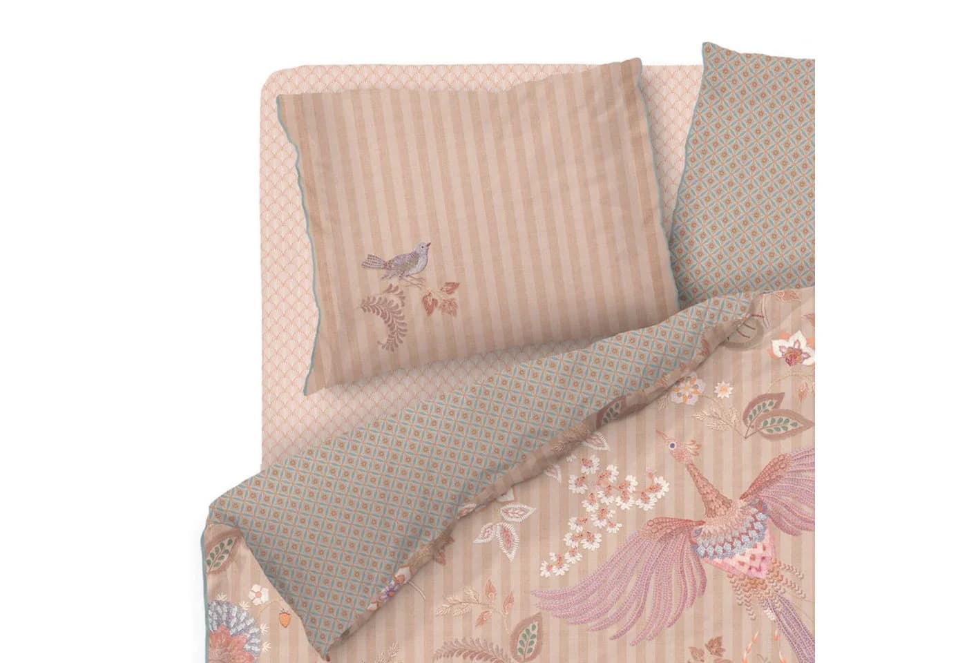 PiP Studio Bettwäsche Buenas Noches Perkal 2-teilig Beige/Blau Floral