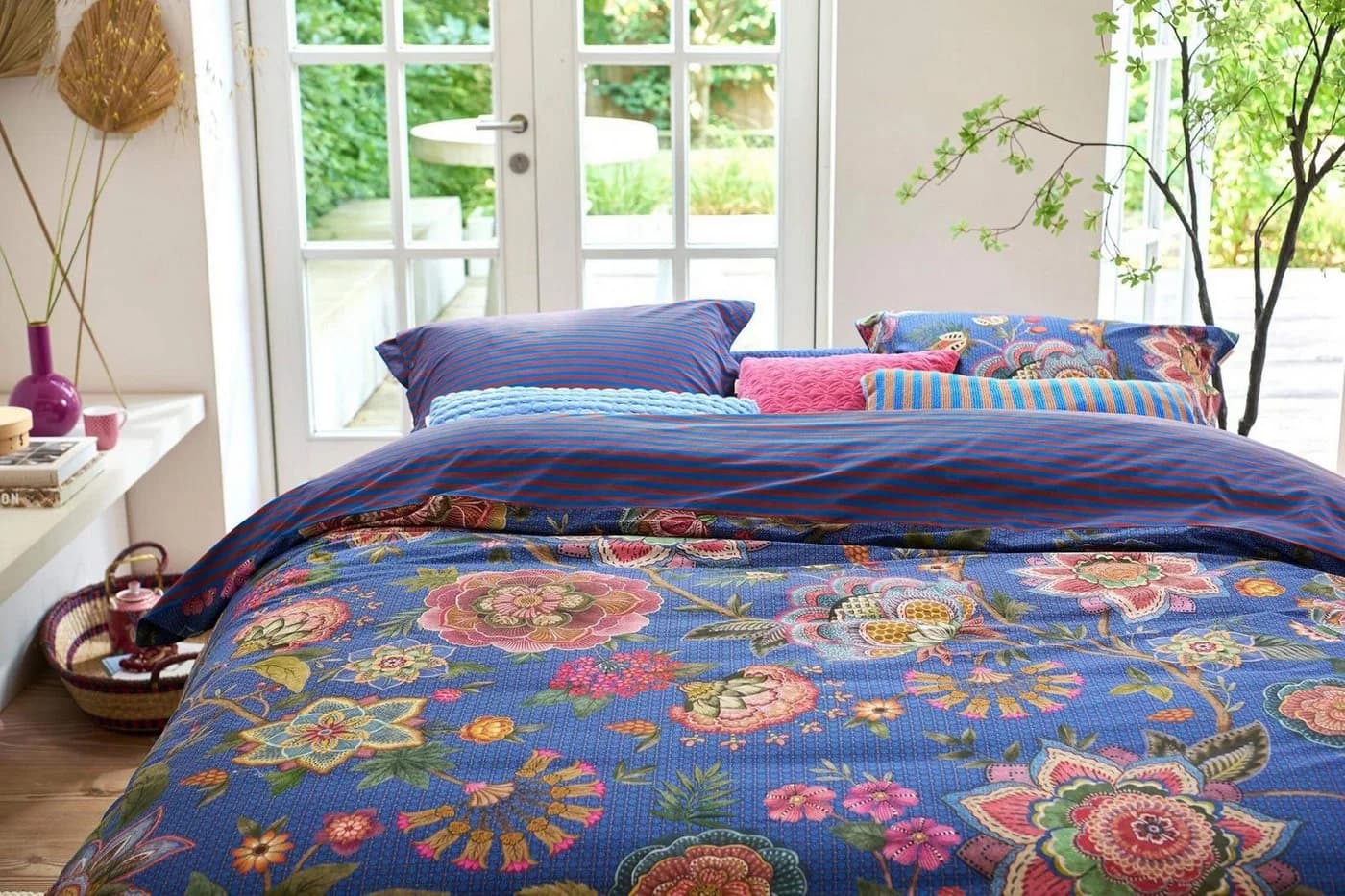 PiP Studio Perkal Bettwäsche Dunkelblau Blüten 2-teilig