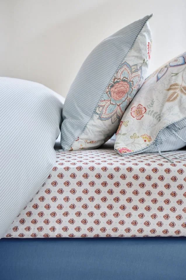 PiP Studio Spannbettlaken Jaipur Flower Hellblau 100% Baumwolle