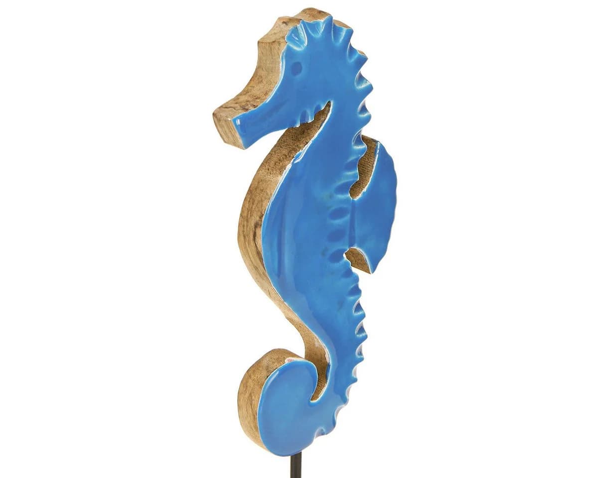 DIJK Dekofigur Seepferdchen Holz Blau 28cm Maritim