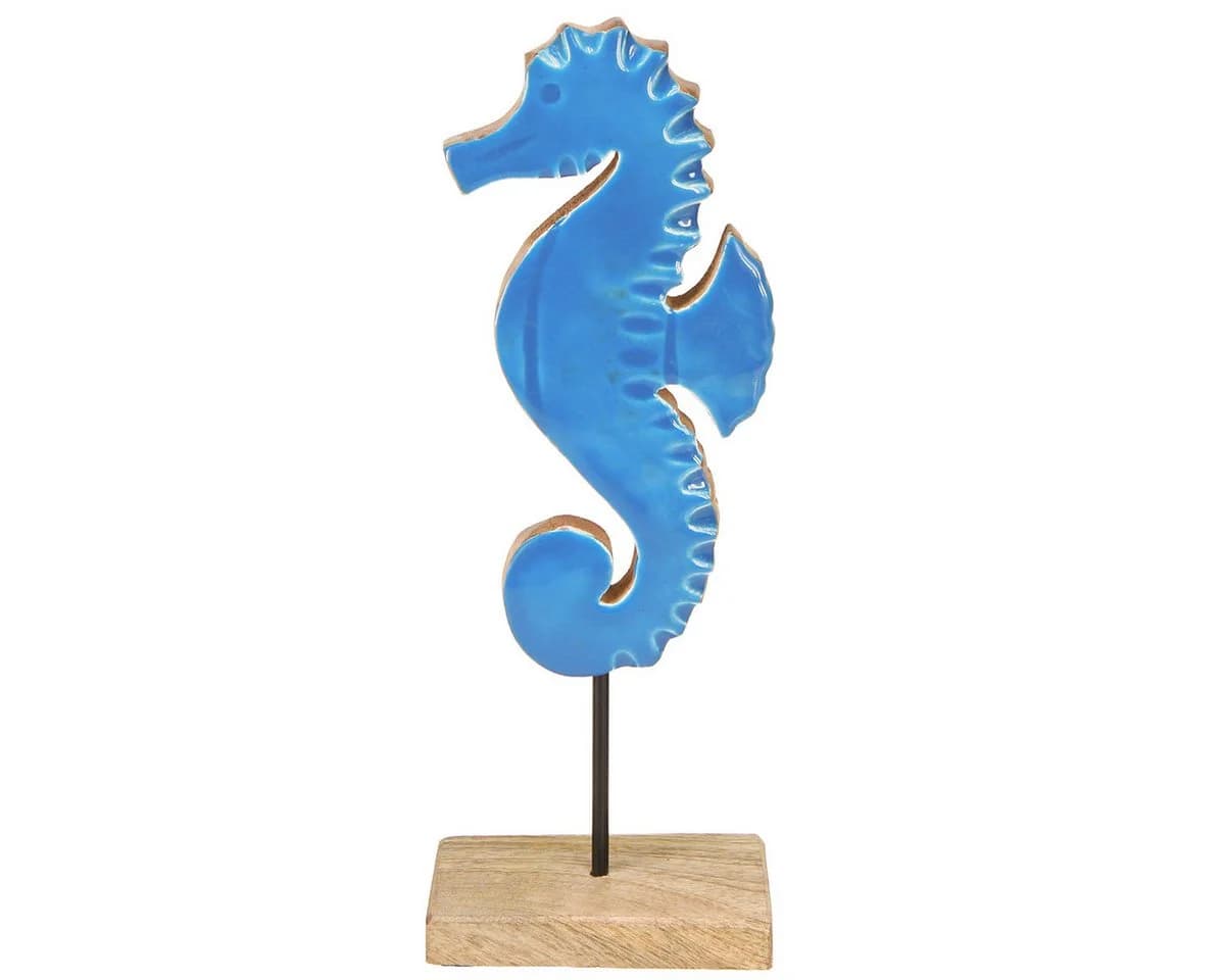 DIJK Dekofigur Seepferdchen Holz Blau 28cm Maritim - Bild 2