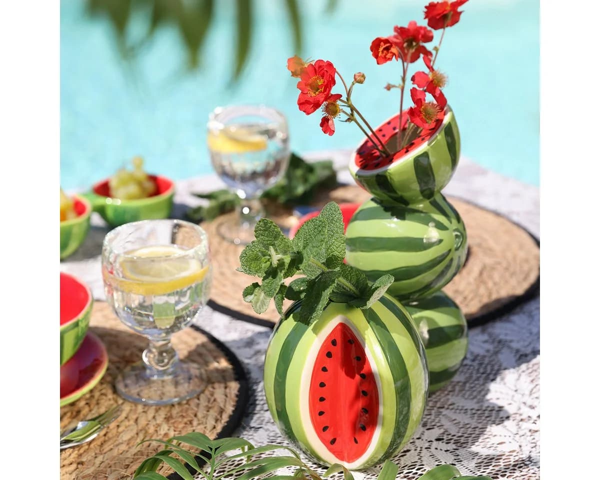 DIJK Keramikvase Wassermelone Deko Vase H12cm Sommer Deko