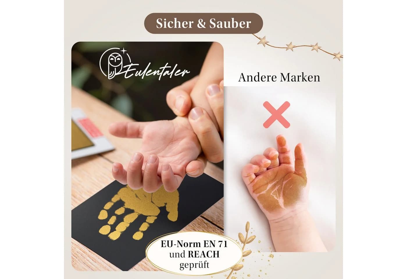 Eulentaler Baby Handabdruck-Set 3er Sparset Gold/Schwarz - Bild 4