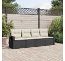 vidaXL Gartenlounge-Set 4-tlg. Schwarz Poly Rattan mit Kissen Bild 1