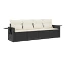 vidaXL Gartenlounge-Set 4-tlg. Schwarz Poly Rattan mit Kissen Bild 2