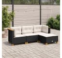 vidaXL Gartenlounge-Set 4-tlg. Schwarz Poly Rattan mit Kissen Bild 1