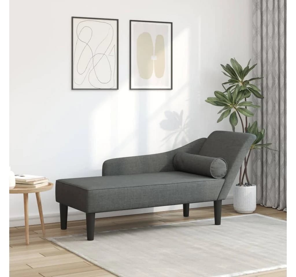 vidaXL Chaiselongue mit Kissen Dunkelgrau Stoff Modern