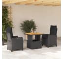 vidaXL Garten-Essgruppe 3-tlg. Schwarz Poly Rattan mit Kissen Bild 1