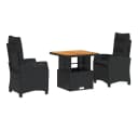 vidaXL Garten-Essgruppe 3-tlg. Schwarz Poly Rattan mit Kissen Bild 2