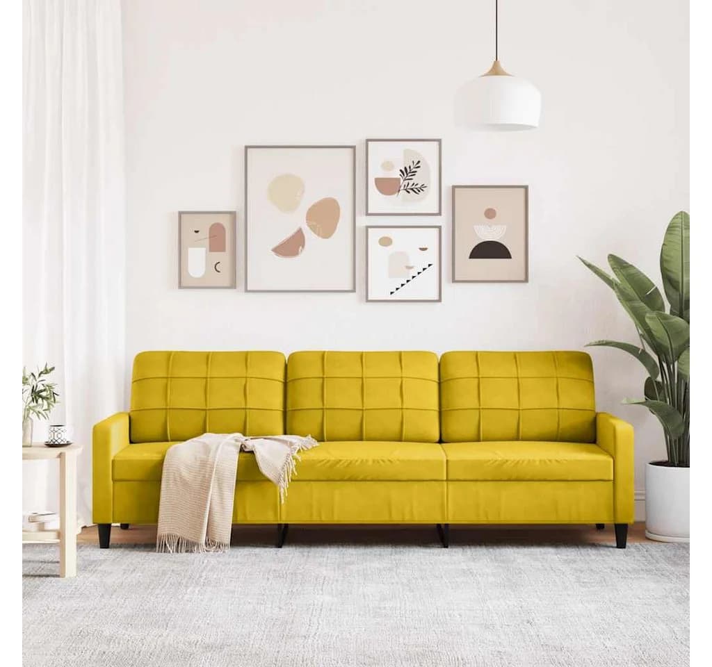 vidaXL 3-Sitzer Sofa Gelb Samt Metallgestell - Bild 3