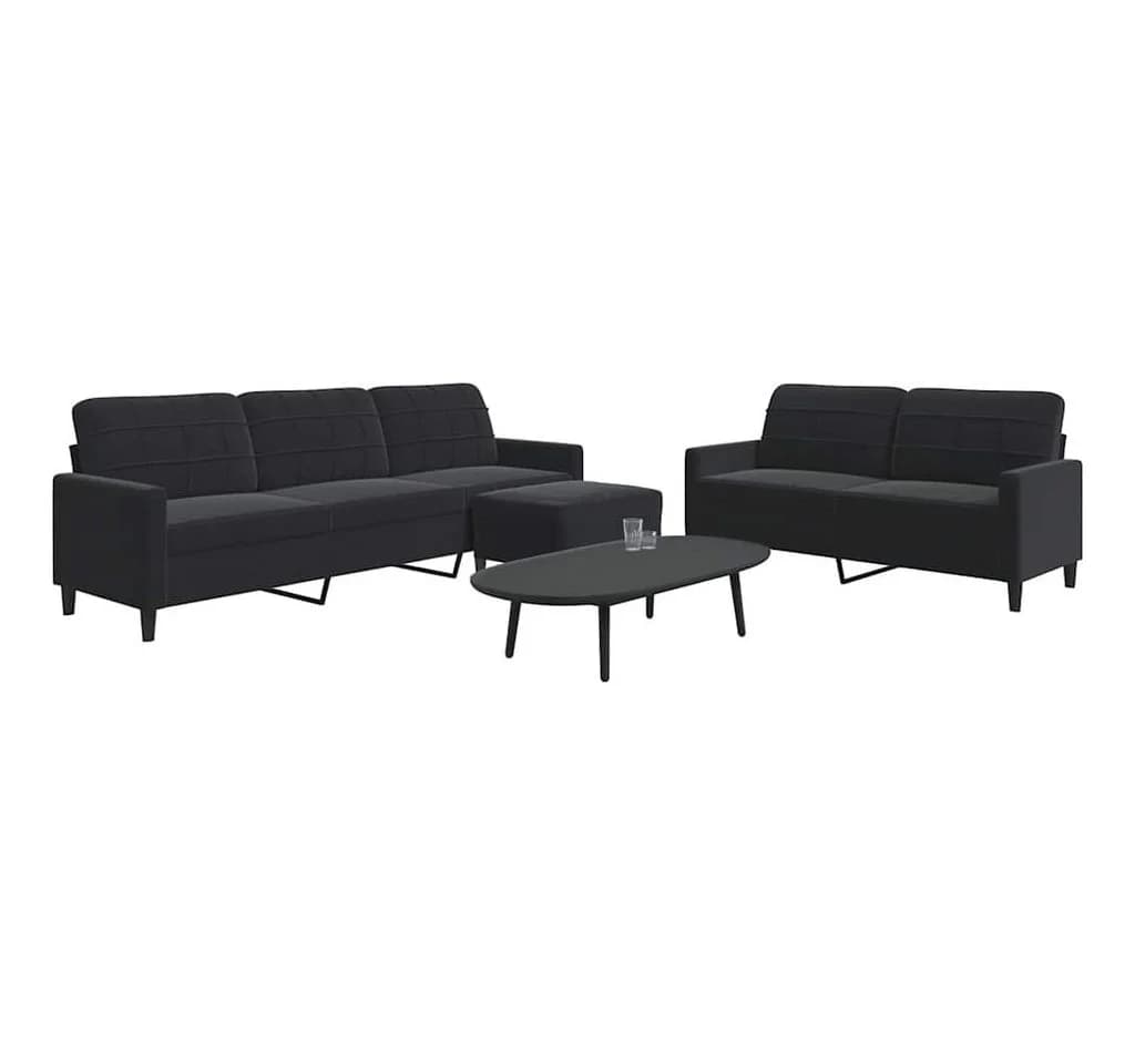 VIDAXL Sofa 3-tlg. Schwarz Samt S0ZBQ0WX