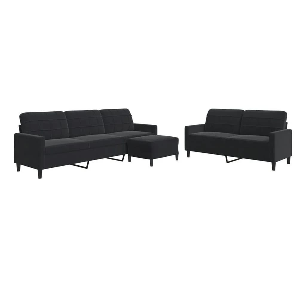 VIDAXL Sofa 3-tlg. Schwarz Samt S0ZBQ0WX - Bild 2