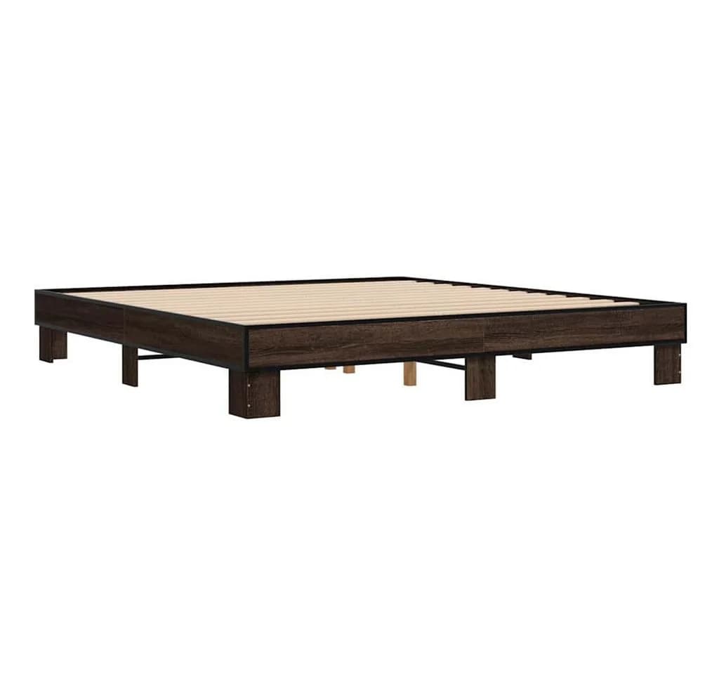 vidaXL Bettgestell Braun Eichen-Optik 200x200 cm mit Lattenrost - Bild 2