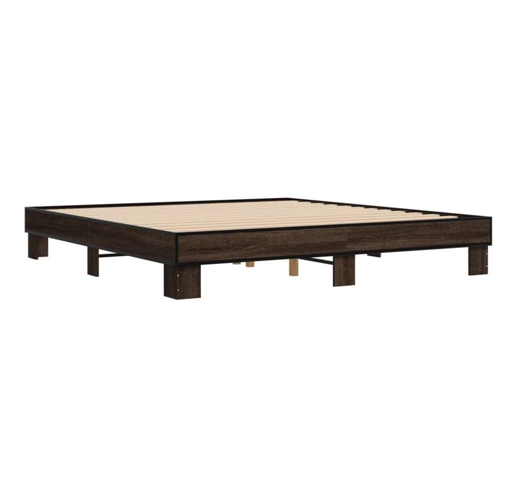 vidaXL Bettgestell Braun Eichen-Optik 200x200 cm mit Lattenrost - Bild 3