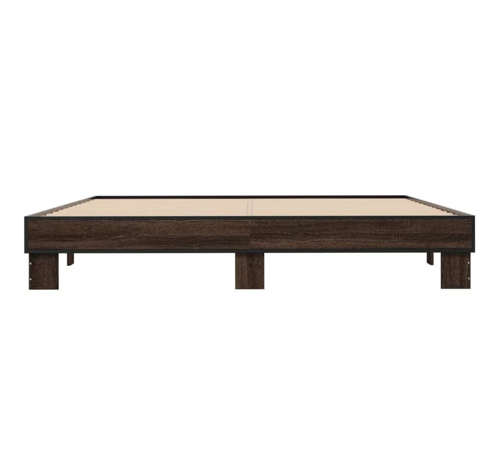 vidaXL Bettgestell Braun Eichen-Optik 200x200 cm mit Lattenrost - Bild 4
