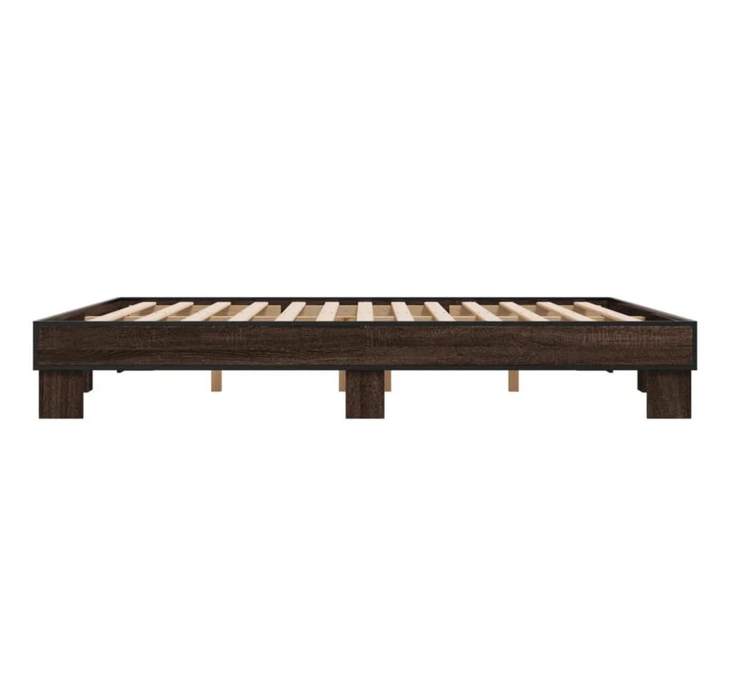 vidaXL Bettgestell Braun Eichen-Optik 200x200 cm mit Lattenrost - Bild 5