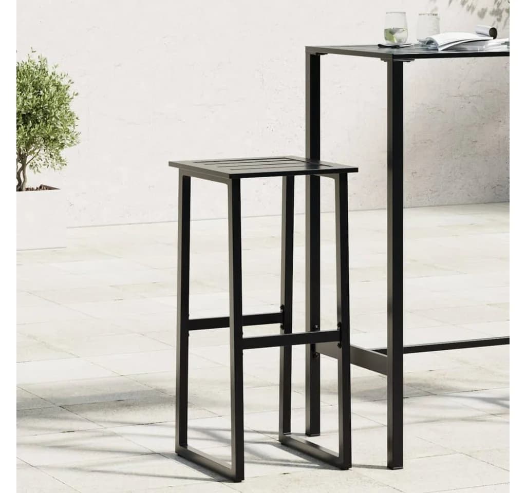 vidaXL Barhocker 2er Set Schwarz Pulverbeschichteter Stahl