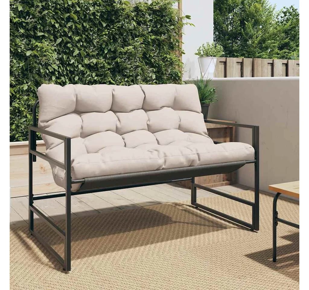 vidaXL Gartenbank mit Kissen Taupe Stahl