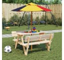 vidaXL Sonnenschirm für Kinder mit Holzmast bunt Bild 1