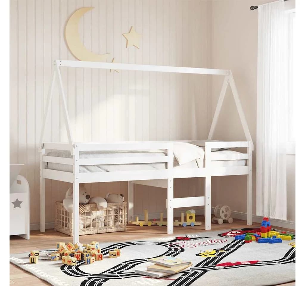 vidaXL Betthimmel Dach für Kinderbett Weiß Massivholz Kiefer