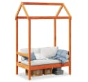 vidaXL Sitzbank mit Dach Wachsbraun Massivholz Kiefer Bild 1