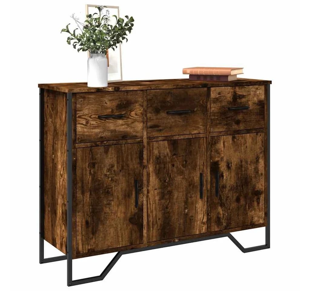 vidaXL Sideboard Räuchereiche Holzwerkstoff Metall