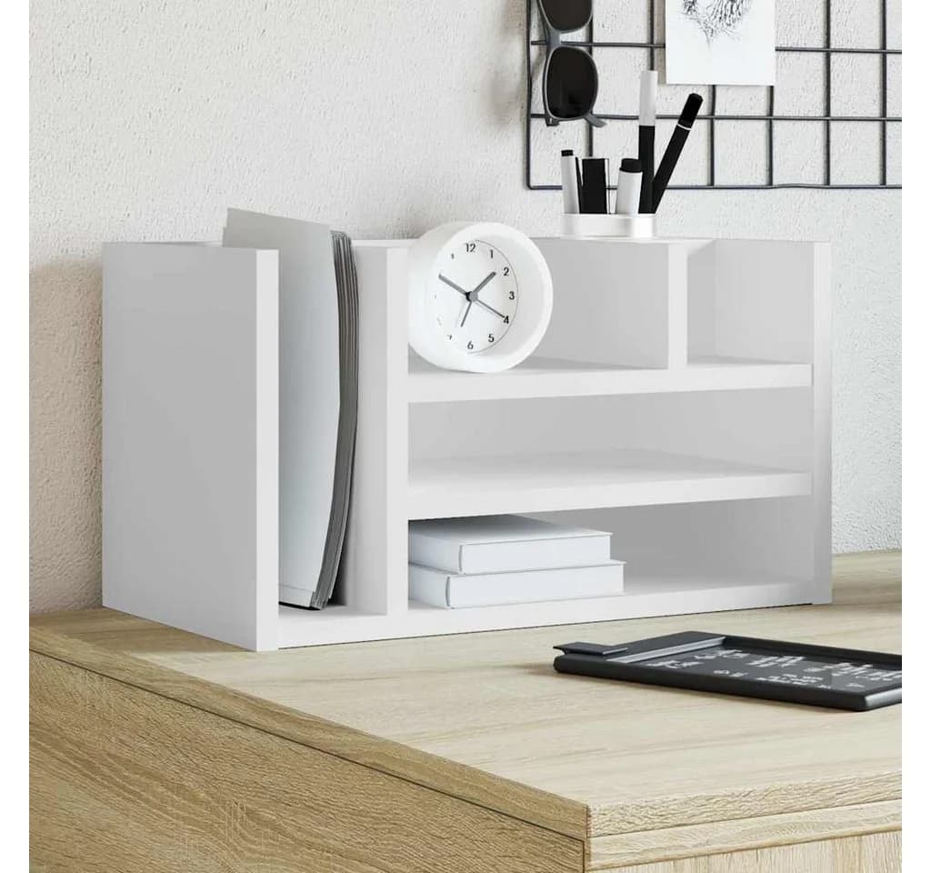 vidaXL Schreibtisch-Organizer Weiß 6 Fächer Holzwerkstoff
