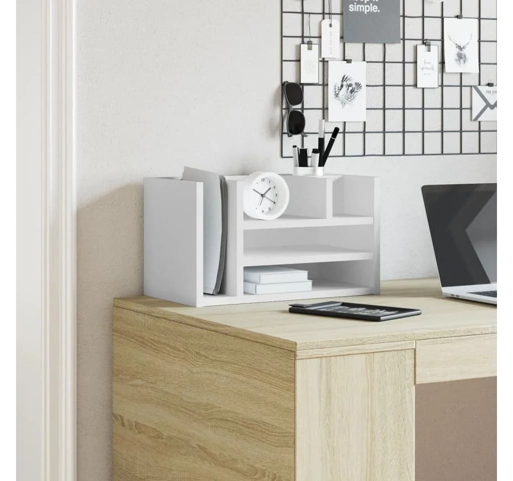 vidaXL Schreibtisch-Organizer Weiß 6 Fächer Holzwerkstoff - Bild 3