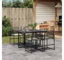 vidaXL Garten-Essgruppe 5-tlg. Schwarz Poly Rattan mit Kissen Bild 1
