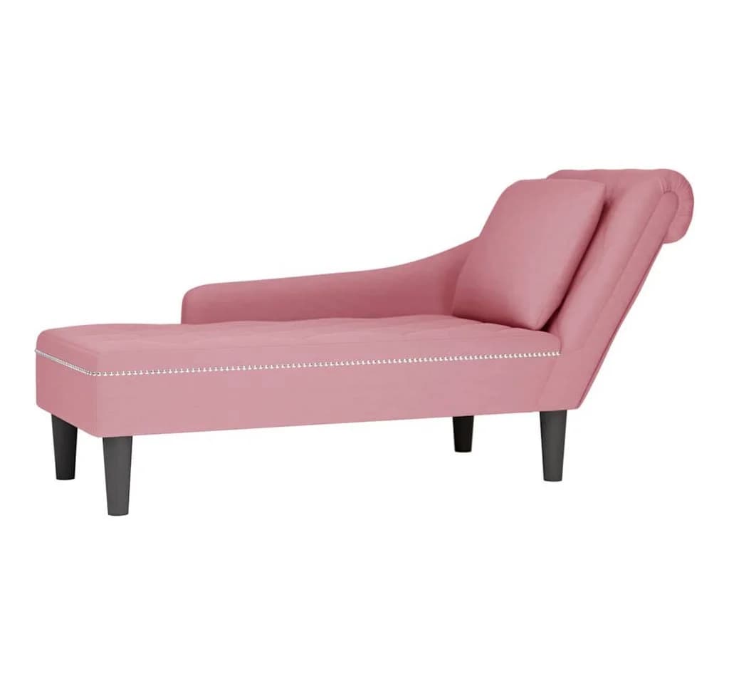 vidaXL Chaiselongue Rosa Samt mit Kissen und Rechter Armlehne - Bild 2