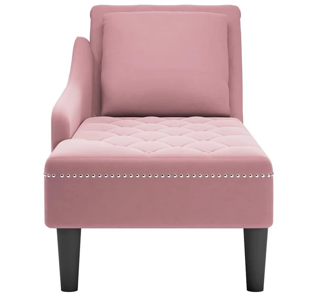 vidaXL Chaiselongue Rosa Samt mit Kissen und Rechter Armlehne - Bild 4