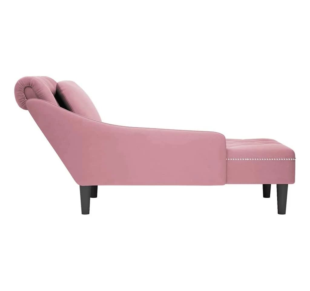 vidaXL Chaiselongue Rosa Samt mit Kissen und Rechter Armlehne - Bild 5