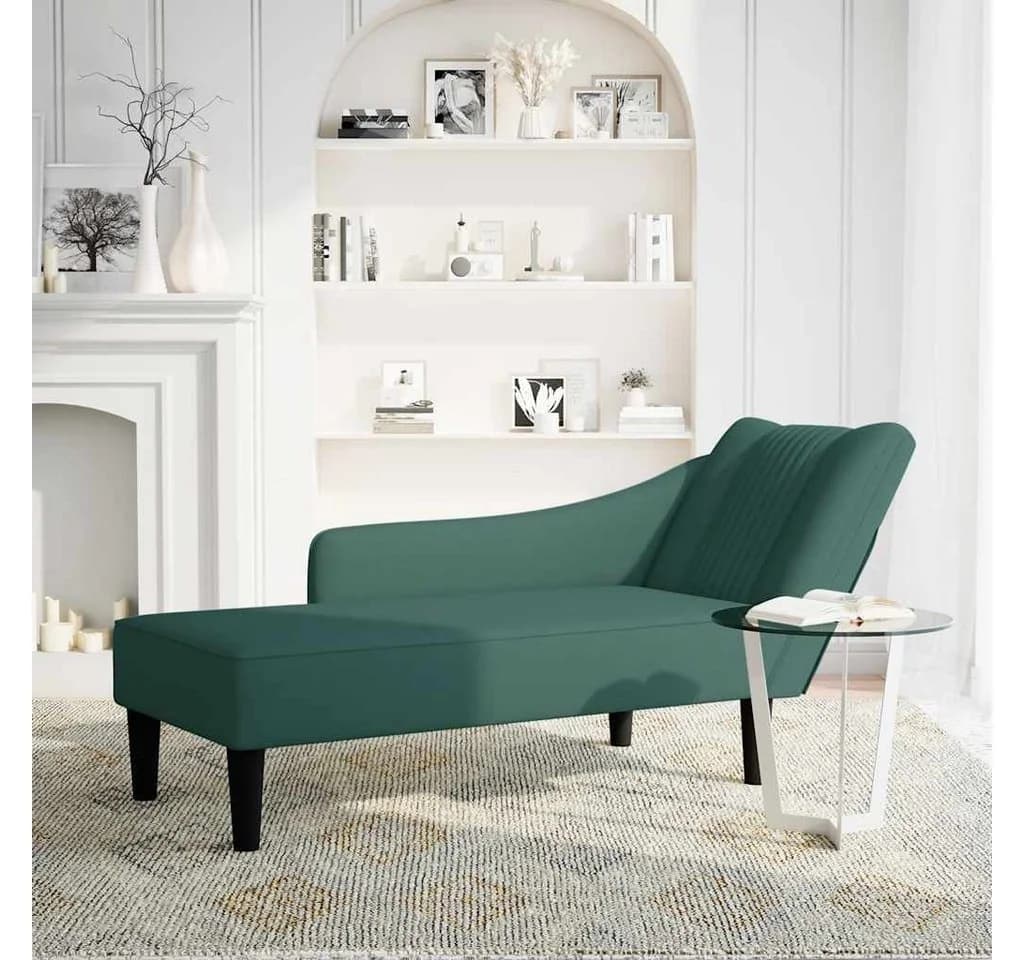vidaXL Chaiselongue mit Rechter Armlehne Dunkelgrün Samt - Bild 1