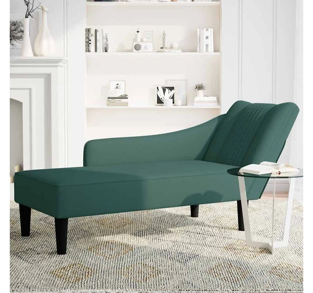 vidaXL Chaiselongue mit Rechter Armlehne Dunkelgrün Samt - Bild 3