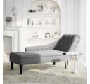 vidaXL Chaiselongue mit Kissen und Rechter Armlehne Hellgrau Stoff Bild 1