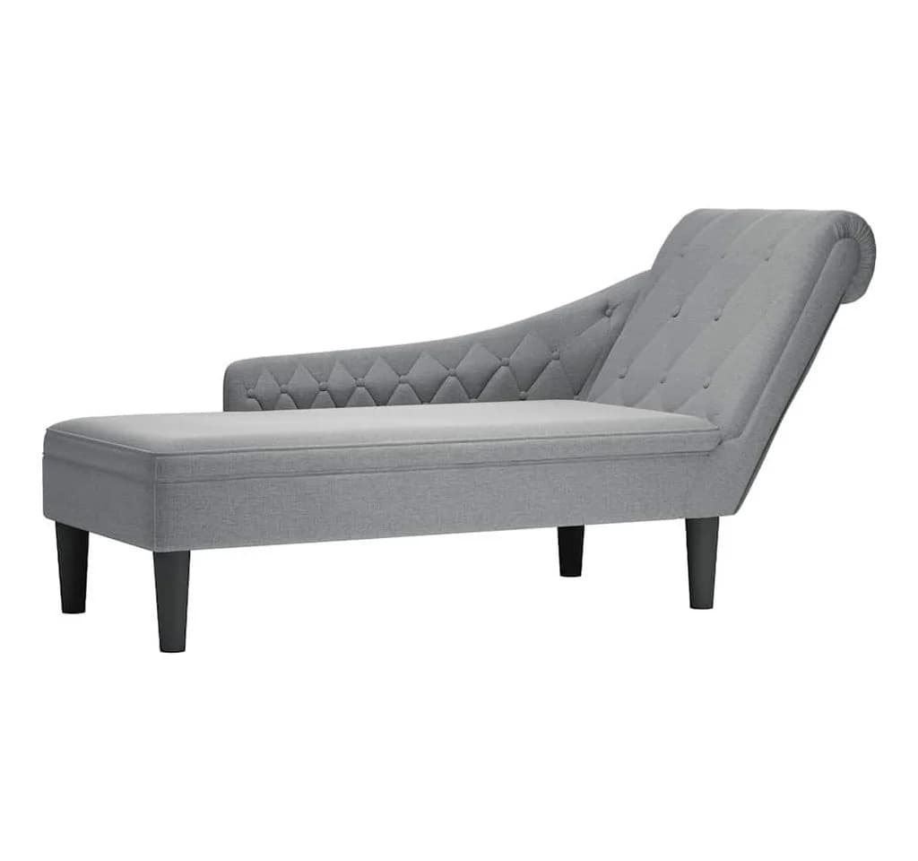 vidaXL Chaiselongue mit Kissen und Rechter Armlehne Hellgrau Stoff - Bild 2
